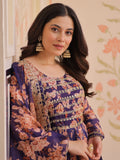 Glamorous Purple Floral Printed Silk Festival Wear Gown With Dupatta
