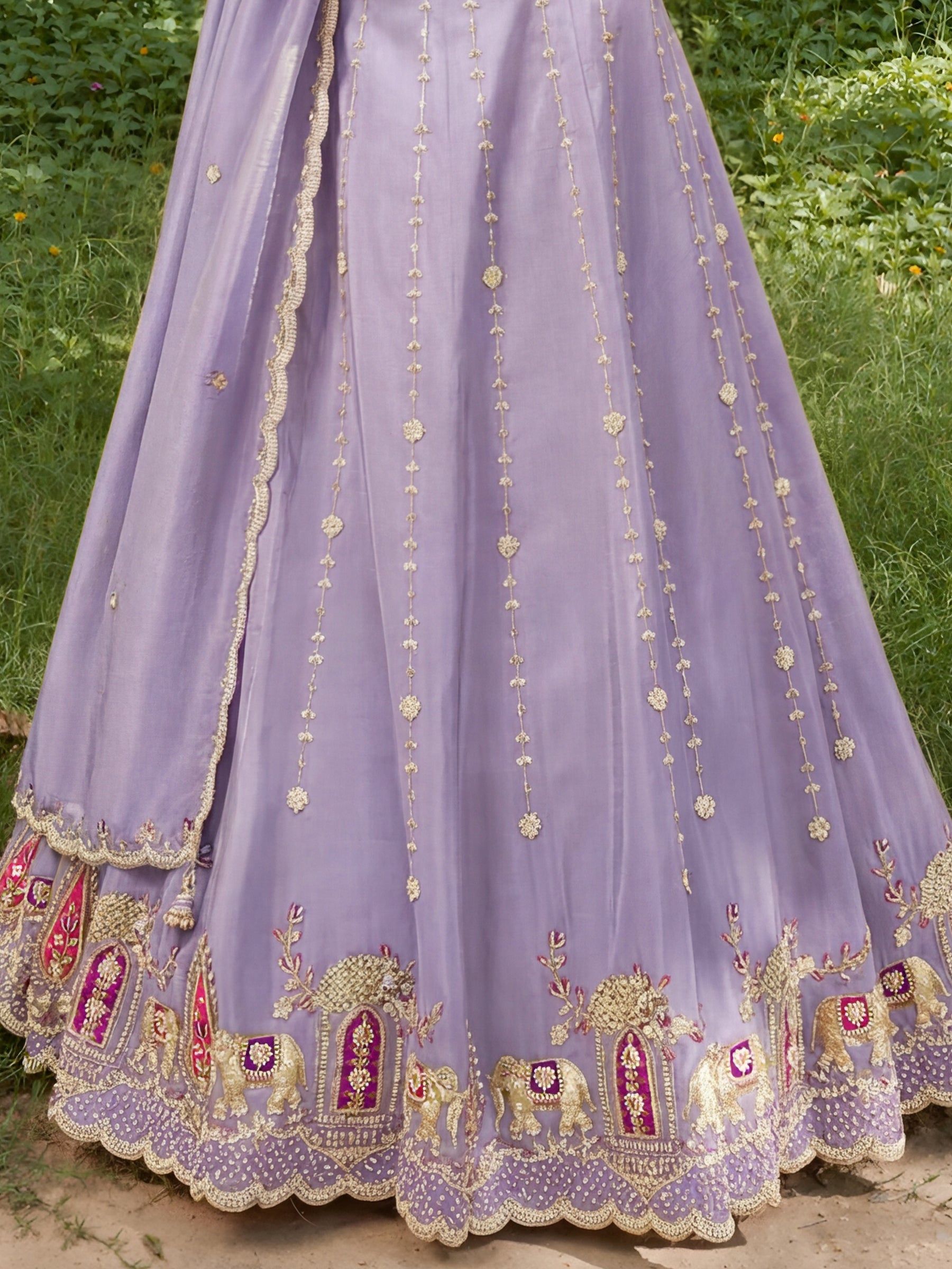 Elegant Lavender Embroidered Silk Bridesmaid Lehenga Choli