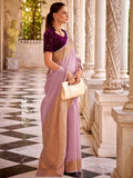 Charming Lilac Zari Weaving Tissue Silk Event Wear Saree With Blouse