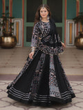 Stunning Black Digital Printed Rayon Navratri Wear Lehenga Choli