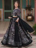Stunning Black Digital Printed Rayon Navratri Wear Lehenga Choli