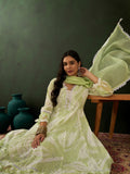 Glamorous Green Embroidered Cotton Readymade Anarkali Suit Pant