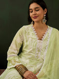 Glamorous Green Embroidered Cotton Readymade Anarkali Suit Pant
