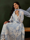 Alluring Blue Embroidered Cotton Readymade Anarkali Suit Pant