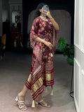 Alluring Maroon Gota Patti Gaji Silk Festival Wear  Kaftan