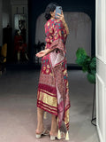 Alluring Maroon Gota Patti Gaji Silk Festival Wear  Kaftan