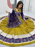 Alluring Mustard Yellow Embroidered Cotton Navratri Special Lehenga Choli