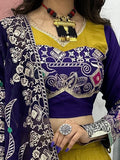 Alluring Mustard Yellow Embroidered Cotton Navratri Special Lehenga Choli