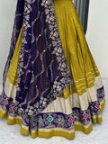 Alluring Mustard Yellow Embroidered Cotton Navratri Special Lehenga Choli