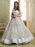 Incredible Light Grey Sequins Net Reception Wear Lehenga Choli