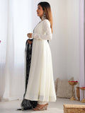 Precious Off-White Silk Festive Wear Anarkali Suit With Heavy Dupatta