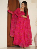 Awesome Pink Bandhej Print Georgette Event Wear Anarkali Suit
