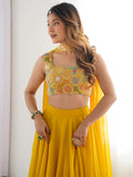 Astonishing Yellow Georgette Haldi Wear Lehenga With Embroidered Choli