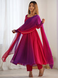 Charming Hot Pink Georgette Festive Wear Gown With Dupatta