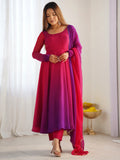 Charming Hot Pink Georgette Festive Wear Gown With Dupatta