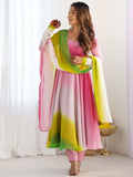 Attractive Muti-Color Georgette Silk Festive Wear Anarkali Suit With Dupatta