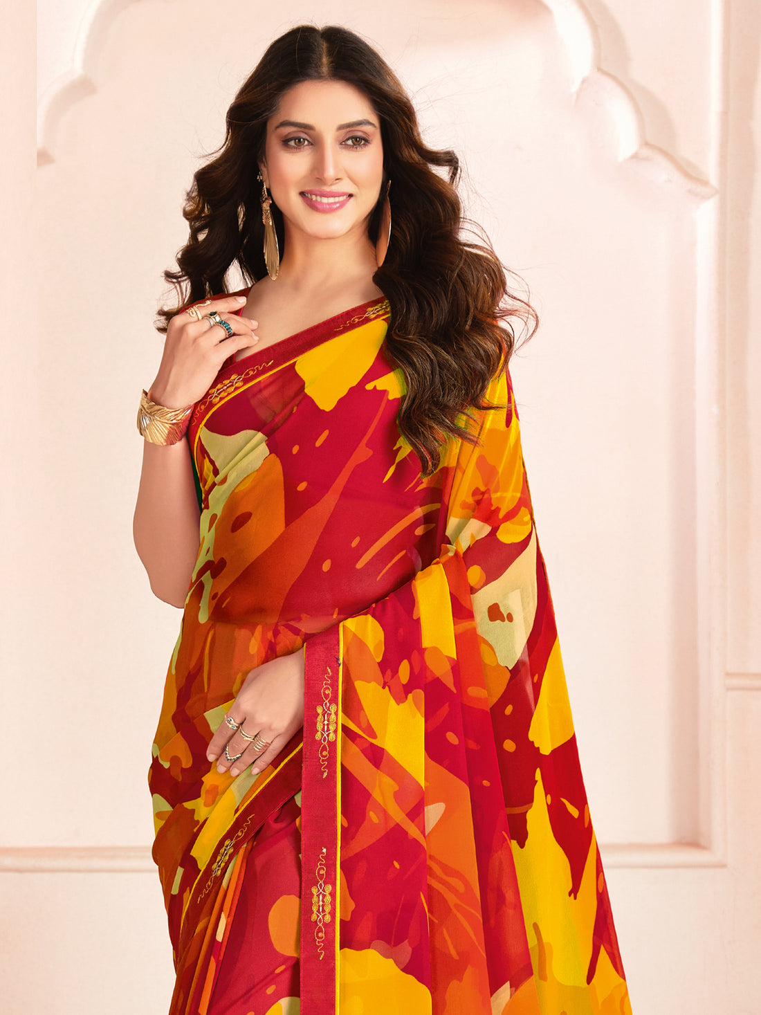 Amazing Multi-Color Digital Printed Georgette Daily Wear Saree
