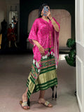 Glowing Pink Tasseled Gaji Silk Function Wear Kaftan