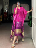 Awesome Hot Pink Gotta Patti Gaji Silk Fervent Wear Kaftan