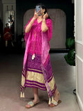 Awesome Hot Pink Gotta Patti Gaji Silk Fervent Wear Kaftan