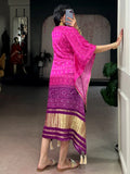 Awesome Hot Pink Gotta Patti Gaji Silk Fervent Wear Kaftan