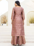Alluring Brown Zari Weaving Jacquard Wedding Wear Sharara Suit