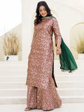 Alluring Brown Zari Weaving Jacquard Wedding Wear Sharara Suit