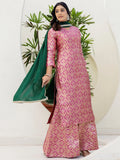 Precious Pink Zari Weaving Jacquard Festive Wear Sharara Suit
