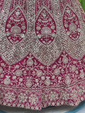 Attractive Rani Pink Embroidery Net Bridesmaid Wear Lehenga Choli With Dupatta