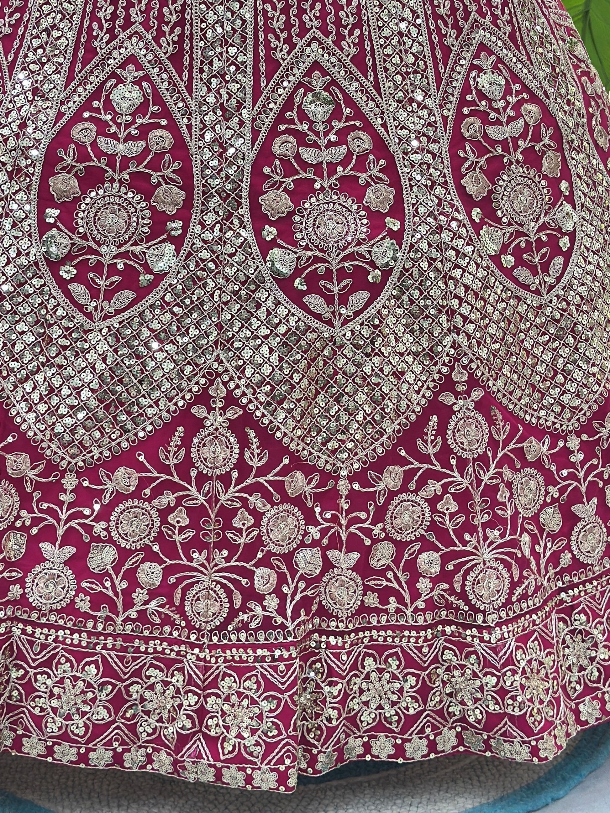 Attractive Rani Pink Embroidery Net Bridesmaid Wear Lehenga Choli With Dupatta