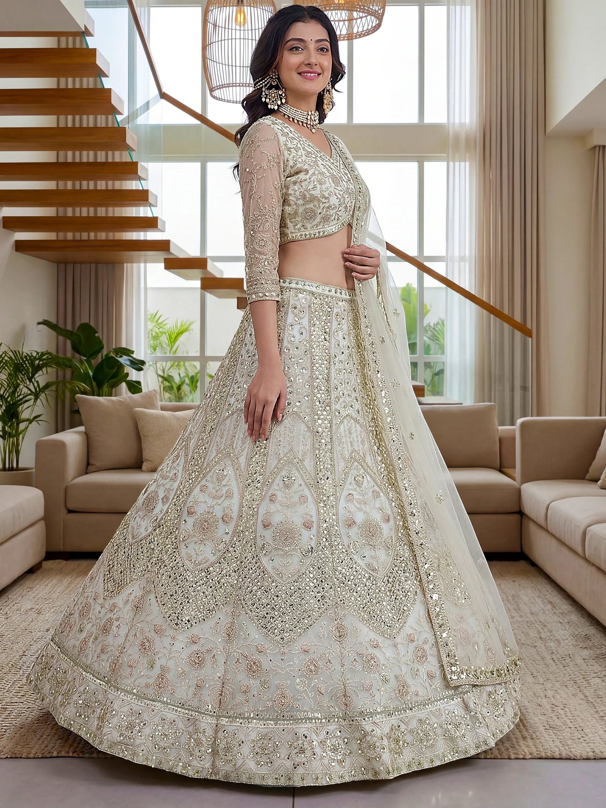 Stylish embroidered party outfit

