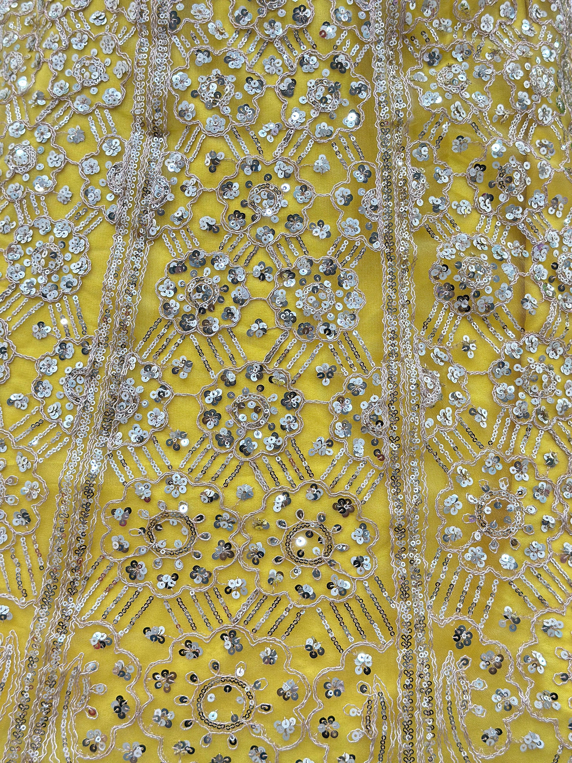 Beautiful Yellow Sequins Net Reception Wear Lehenga Choli With Dupatta