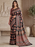Glamorous Black Mirror Work Crepe Event Wear Saree With Blouse
