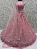 Dazzling Dusty Pink Sequins Net Wedding Wear Lehenga Choli With Dupatta