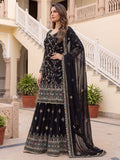 Majestic Black Embroidered Georgette Festival Wear Sharara Suit