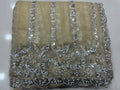 Charming Cream Sequins Work Net Party Wear Saree With Blouse