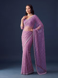 Radiant Lavender Sequins Work Net Reception Wear Saree