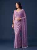Radiant Lavender Sequins Work Net Reception Wear Saree