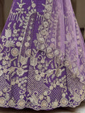 Alluring Purple Sequin Work Net Wedding Lehenga Choli With Dupatta 