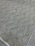 Awesome Off-White Pearls Work Net Reception Wear Saree With Blouse