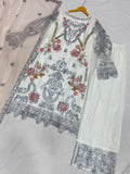 Classic White Sequins Net Eid Special Pant Suit With Dupatta