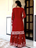 Astonishing Red Sequins Embroidery Chinon Wedding Wear Gharara Suit
