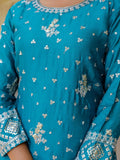Glorious Sky Blue Zari Embroidery Chinon Festive Wear Gharara Suit With Dupatta