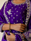 Rich Purple Zari Work Chinon Traditional Gharara Suit With Dupatta