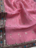 Precious Pink Embroidered Organza Festive Wear Saree With Blouse