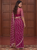 Wonderful Purple Sequins Net Party Wear Saree With Blouse