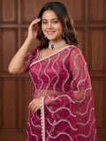 Wonderful Purple Sequins Net Party Wear Saree With Blouse