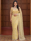 Sparkling Yellow Sequins Net Festival Wear Saree With Blouse