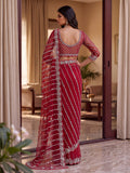 Magnificent Red Sequins Work Net Party Wear Saree With Blouse