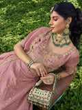 Gorgeous Dusty Pink Embroidered Silk Lehenga Choli With Dupatta